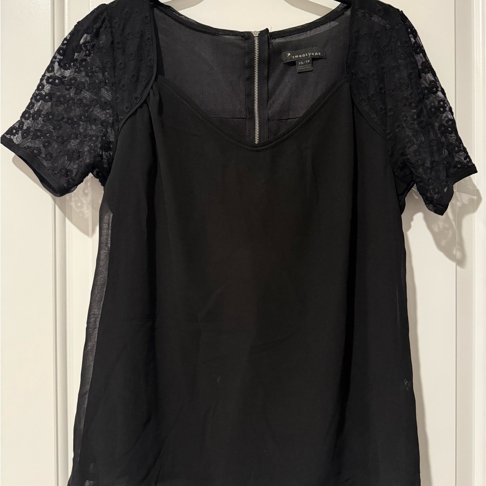 Forever 21 Black Lace Sleeve Blouse